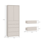 Mobile multiuso 4 cassetti e 2 ante  colore cashmere 75x35x192 Medea