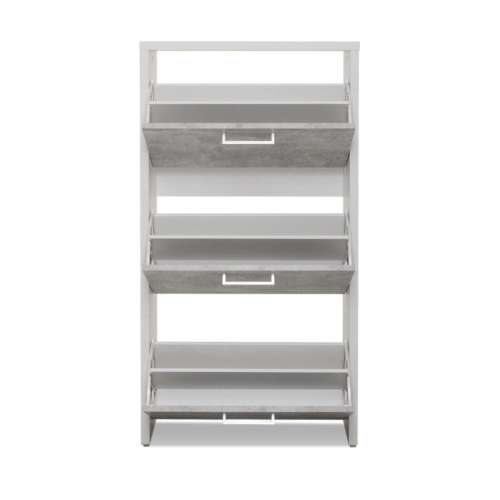 Scarpiera 61x115h cm con tre ante colore cemento e bianco - Fulda