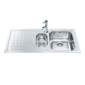 Évier encastrable 2 bacs égouttoir à gauche 100x50 cm - Smeg LV100S3