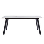 Tavolo rettangolare 180x90 in ceramica effetto marmo bianco lucido e oro con gambe in metallo nero Imperial