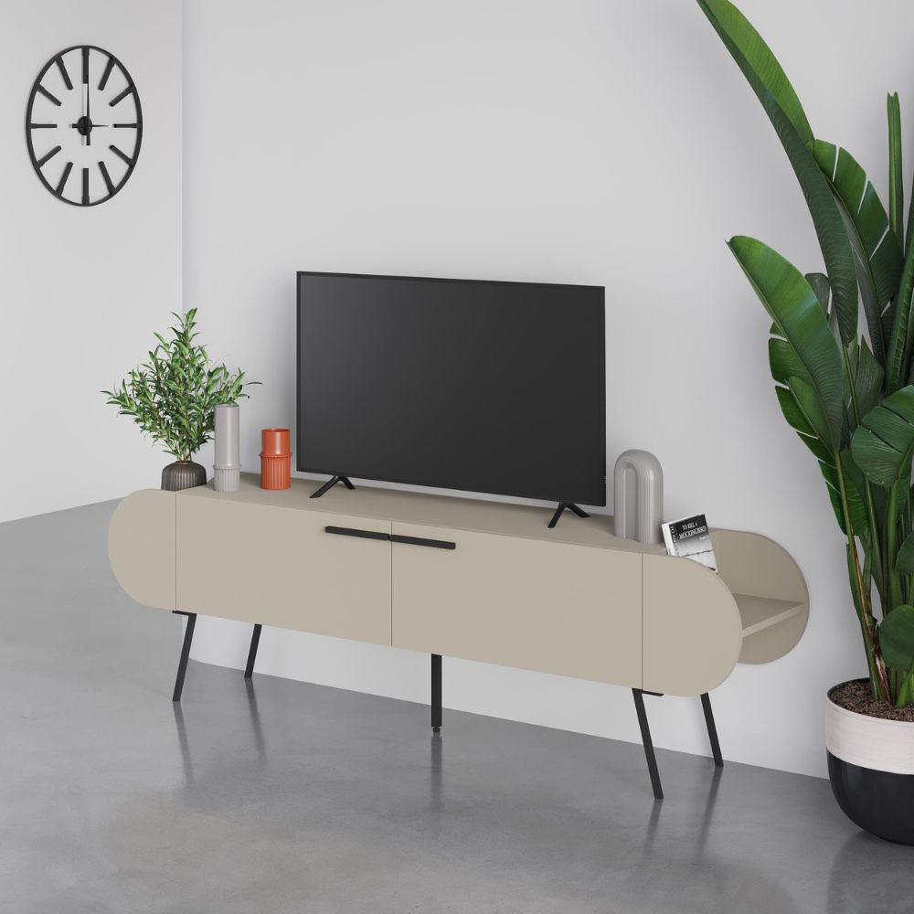 Mobile porta tv due ante a ribalta e ripiani laterali colore cashmere 195 cm Capsule