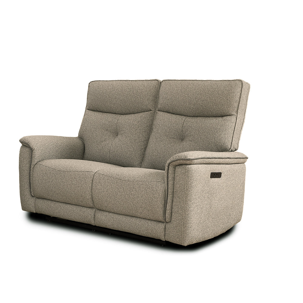 Set divani recliner elettrici 3 posti + 2 posti + poltrona recliner tessuto sabbia Elysio
