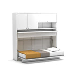 Lit escamotable simple avec bureau coulissant couleur blanc 207 cm - Nitro