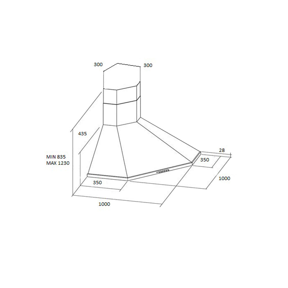 Cappa angolare a parete MCIX106 90 cm in acciaio inox Samet