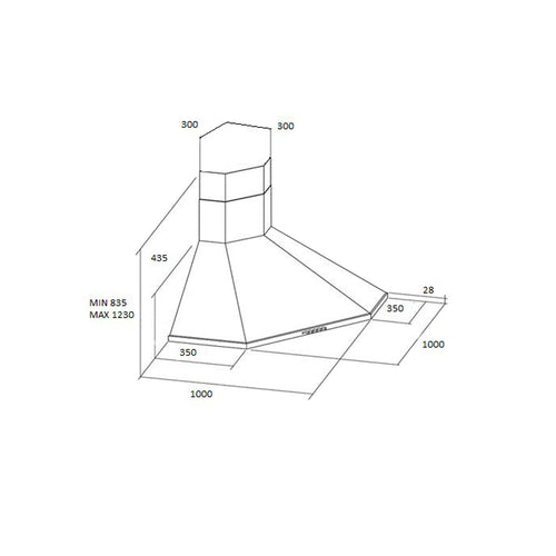 Cappa angolare a parete MCIX106 90 cm in acciaio inox Samet