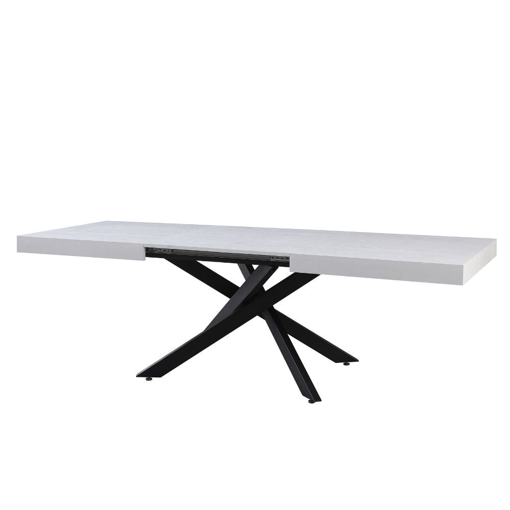 Tavolo allungabile con piano colore bianco e base nera 160x90 cm - Belinda