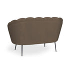 Divano a conchiglia due posti velluto caffè gambe oro 135x75H cm - Orel