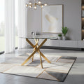 Tavolo rotondo 130x130 cm in vetro temperato con gambe incrociate oro Peyton