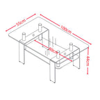 Table basse en verre trempé avec double étagère 100x44H cm - Gelso
