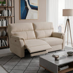 Divano relax 3 posti con 2 recliner elettrici in tessuto idrorepellente beige Alice