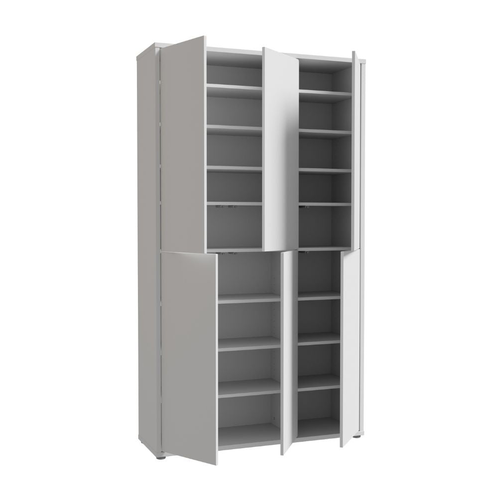 Armoire multi-usage 6 portes 109x35x192 coloris gris clair Medea
