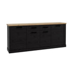 Madia 4 ante e 2 cassetti 213 cm nero cabezone con top rovere riviera Flux