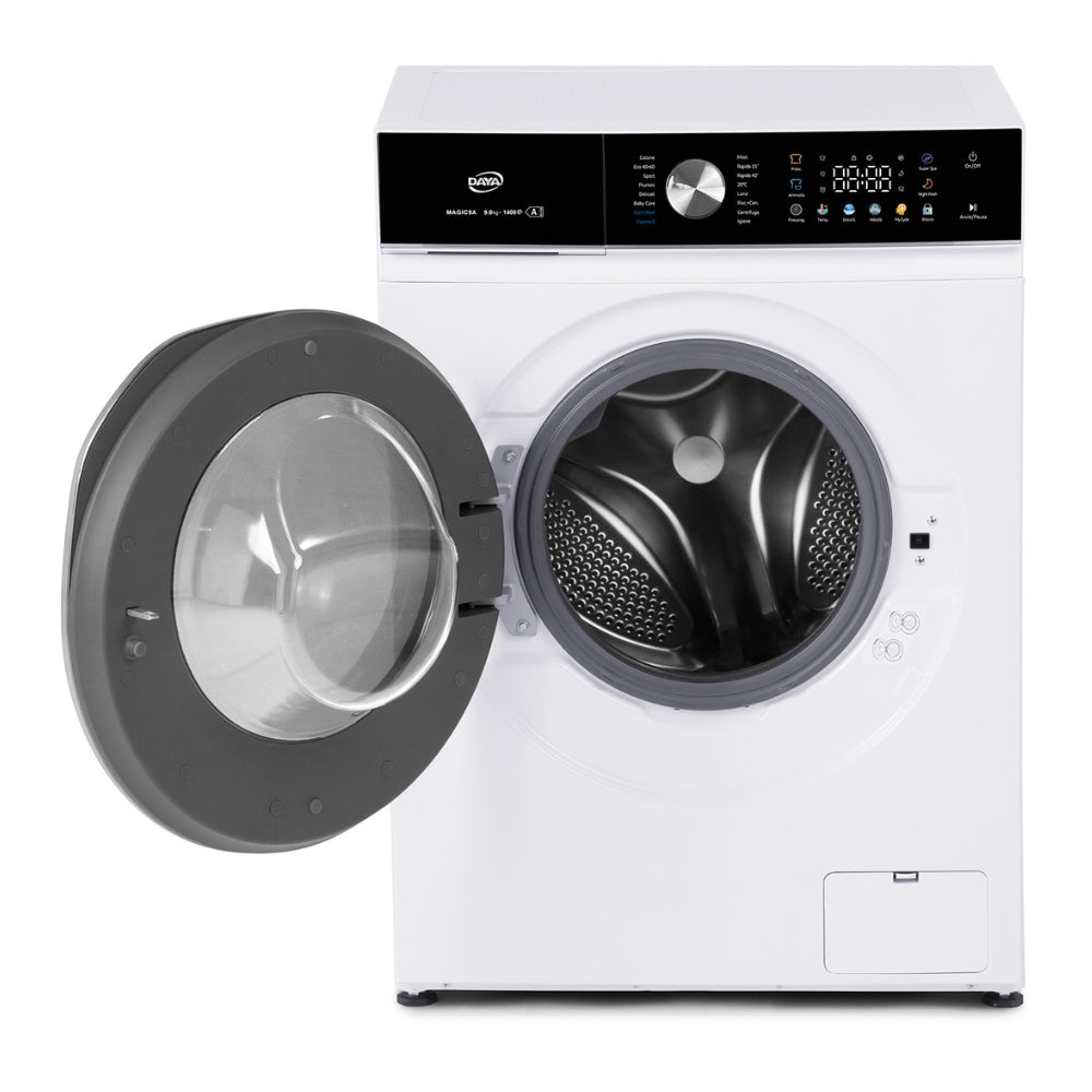 Lavatrice 1400 giri 12 kg inverter BLCD con display touch a colori bianco classe A Daya MAGIC12A3