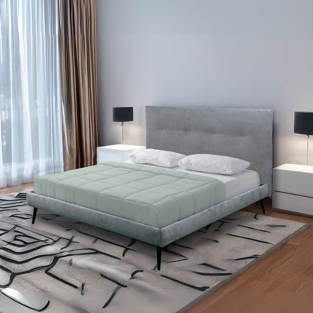 Lit double avec sommier inclus tissu couleur gris clair - Stiletto