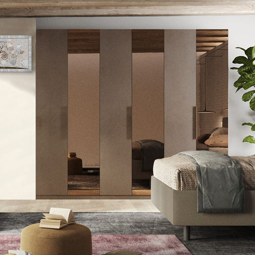 Armadio 275 cm con 6 ante battenti colore bronzo con specchi bronzati