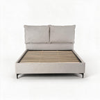 Letto matrimoniale con contenitore in tessuto grigio chiaro Vogue