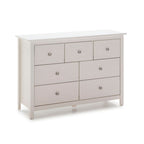 Commode 4 grands tiroirs et 3 petits tiroirs en bois massif coloris blanc Berne 110x40x80H