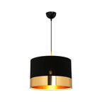 Lampada a sospensione 70h tessuto nero fascia oro Alfina