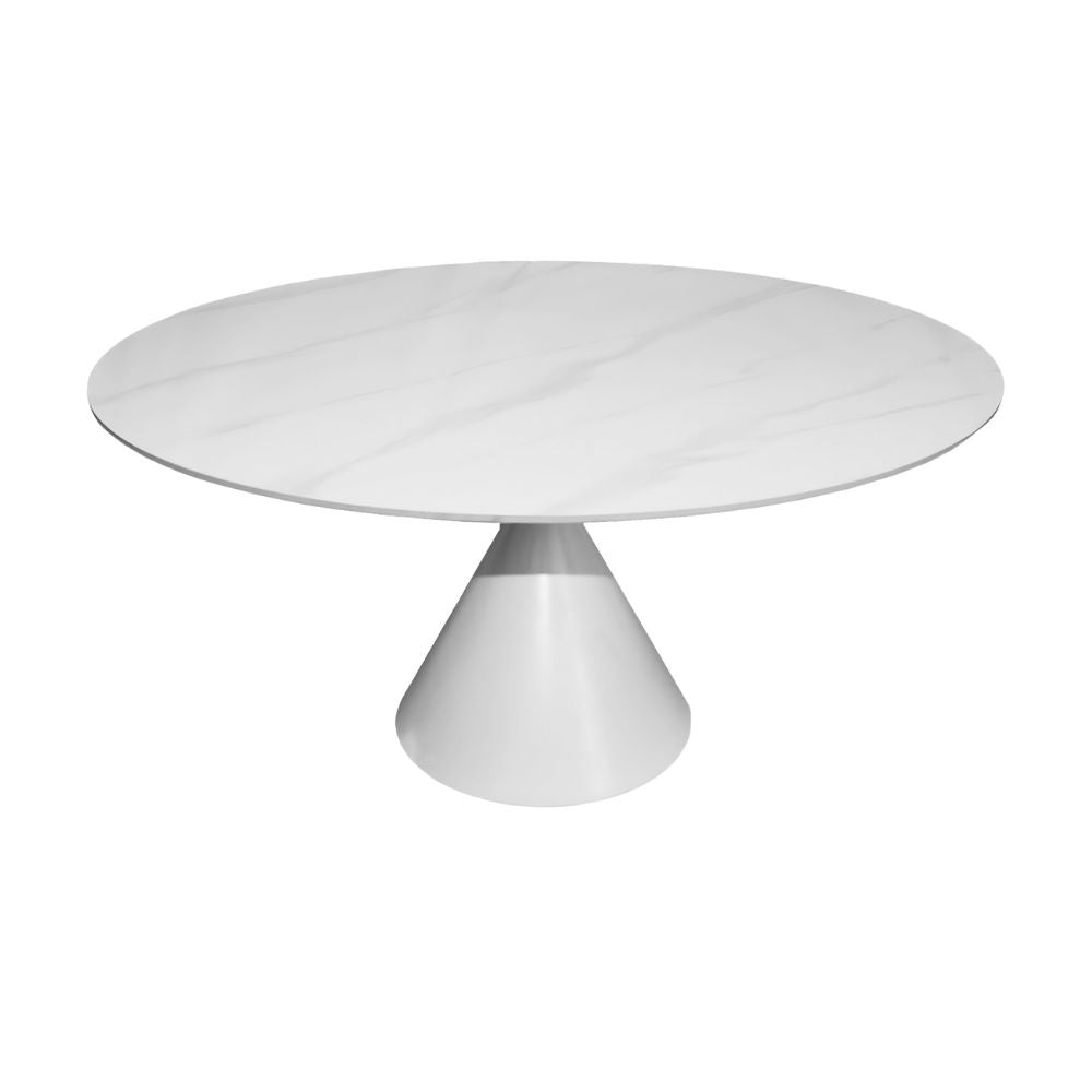 Tavolo rotondo con piano effetto marmo bianco 150x150x76H Punto