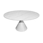 Tavolo rotondo con piano effetto marmo bianco 150x150x76H Punto
