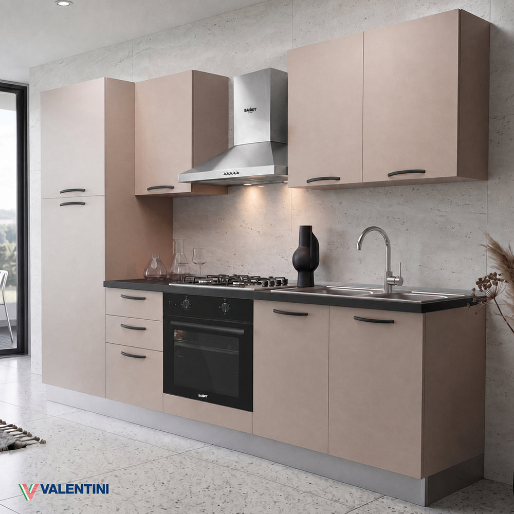 Cucina completa con elettrodomestici colore cashmere Asti255 Industrie Valentini