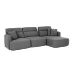 Canapé avec méridienne réversible et assise coulissante en tissu gris foncé 307 cm - Koda