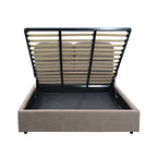 Letto matrimoniale con contenitore in tessuto colore tortora - Sofaback