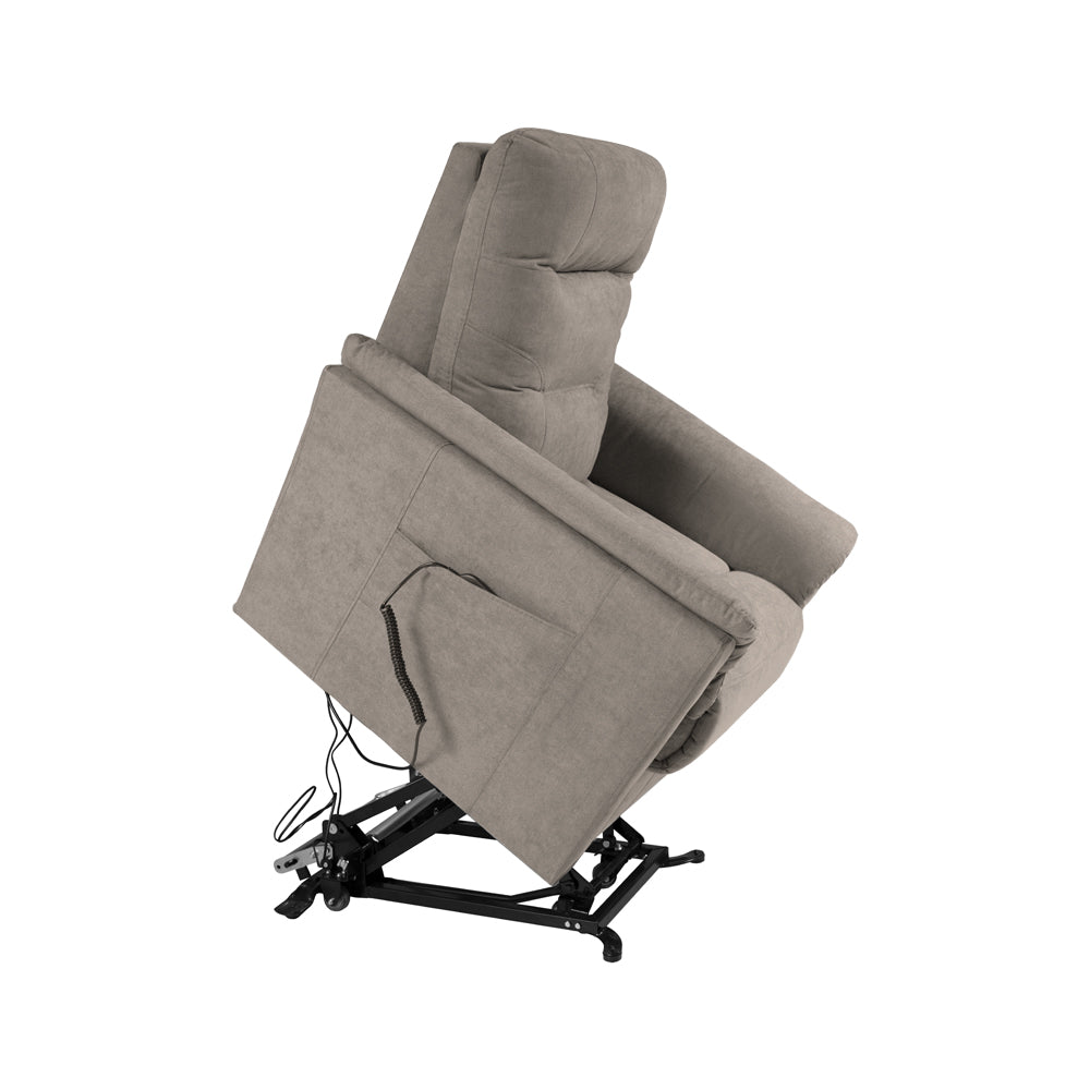 Poltrona alzapersona 2 motori con roller bar e tessuto idrorepellente tortora AlessiaLux