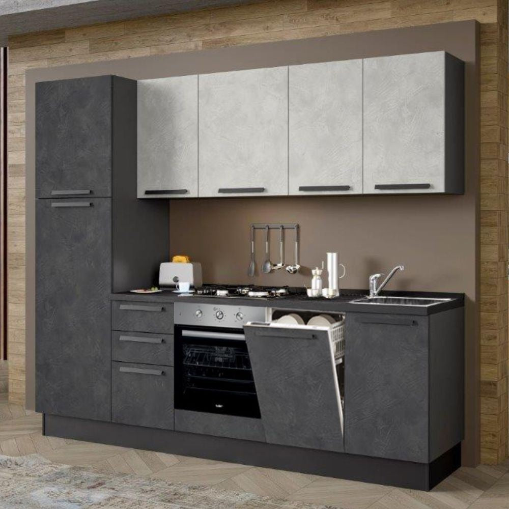 Cucina moderna con elettrodomestici inclusi 255 cm iron e spatolato - Licola
