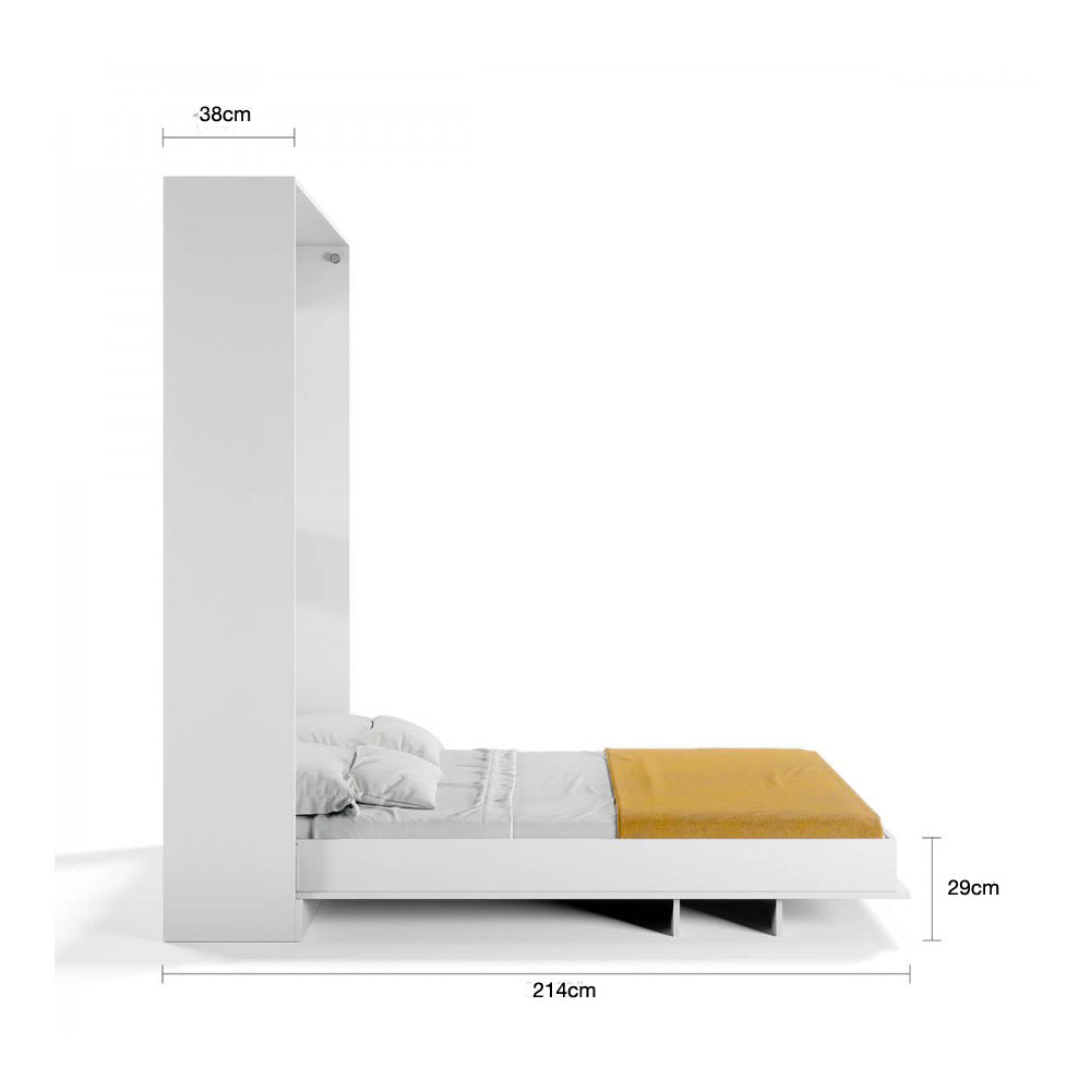 Lit double escamotable blanc 164x221H cm - Primer