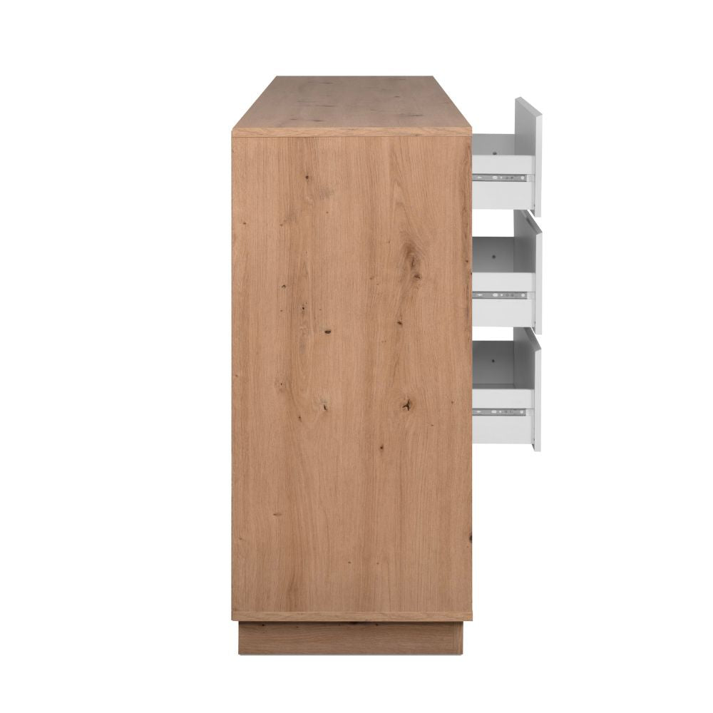 BUFFET PHOENIX 51A 3 PORTES ET 3 TIROIRS STRUCTURE CHÊNE FAÇADE BLANCHE (003738)