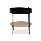 Tavolino tondo multifunzionale con vano contenitore artisan rovere e nero Ø 49,5 cm Trelleborg88B