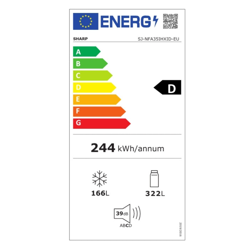 Frigorifero 4 porte NF da 84 cm. Sharp SJ-NFA35IHXID 487 litri Advance No Frost inox classe D