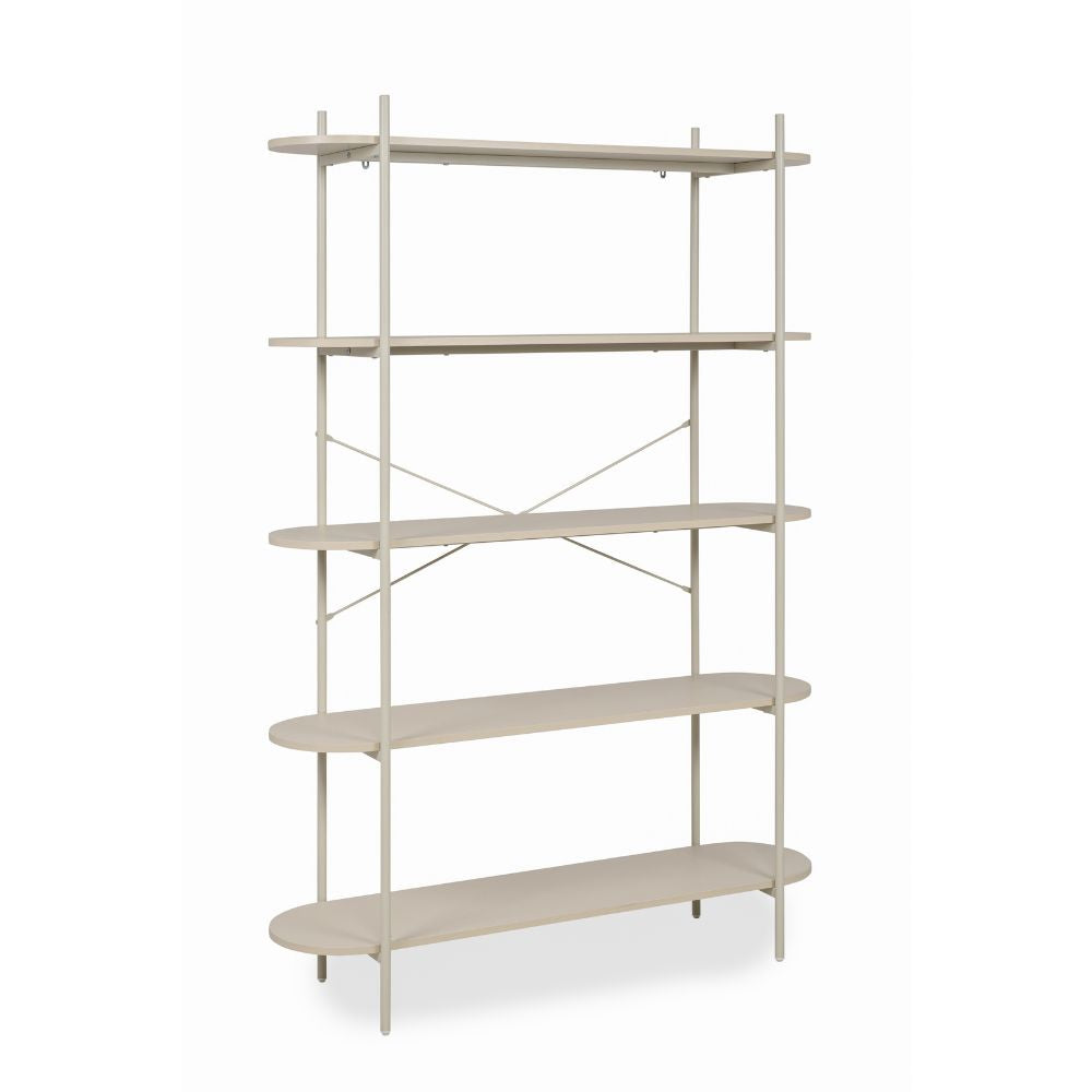Libreria con 5 ripiani rovere e struttura in metallo beige Hanoi20B