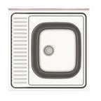 Lavello cucina da appoggio quadrato una vasca inox 60x15H cm - Samet SA24