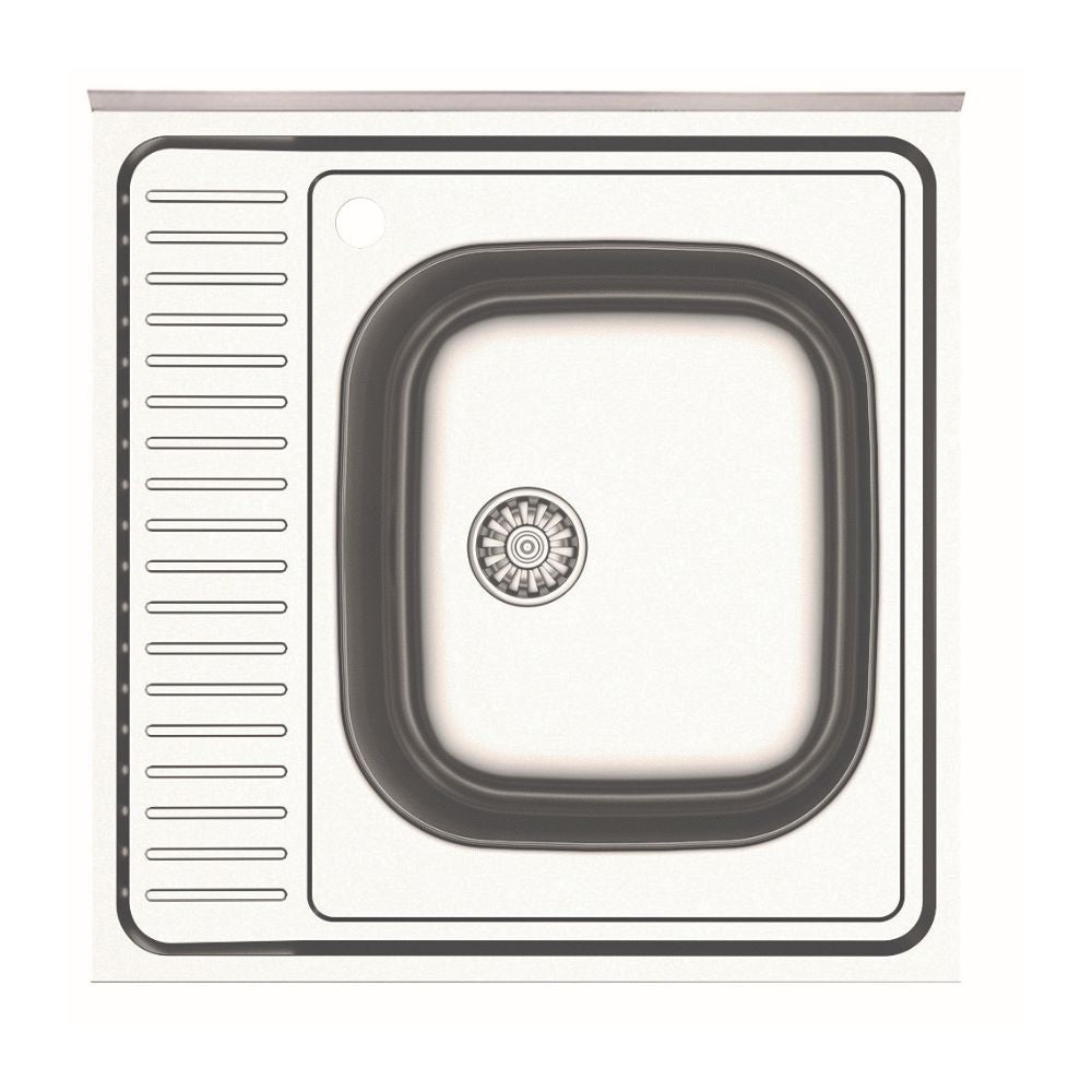 Lavello cucina da appoggio quadrato una vasca inox 60x15H cm - Samet SA24