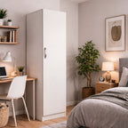 Armoire à 1 porte et étagère, couleur blanc frêne, 45x60x180H cm