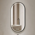 Specchio smart ovale anti-appannamento YJ-2004BL 90x60 con cornice nera in acciaio inox satinato