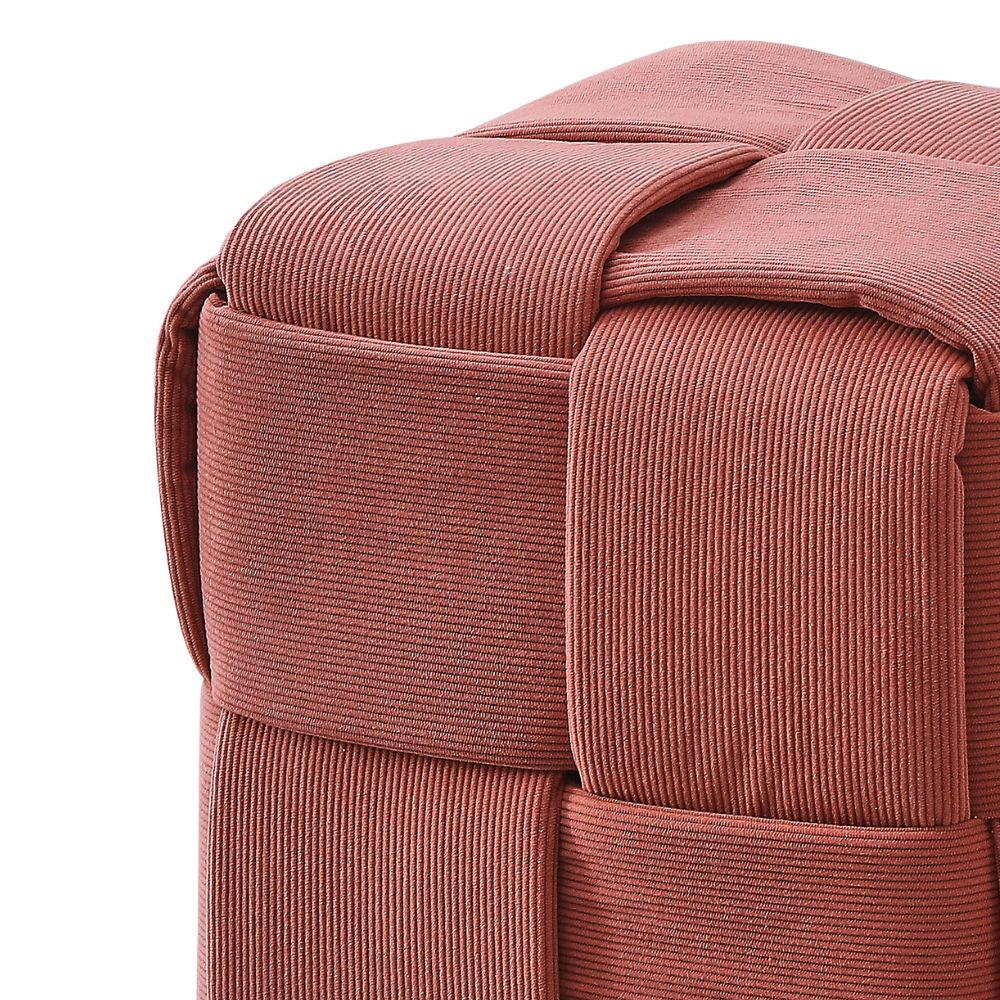 Pouf carré effet tressé couleur brique 39x39H cm - Artur