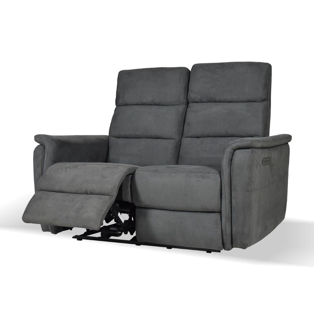 Canapé 2 places avec relax électriques en tissu gris - Faber