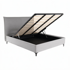 Letto matrimoniale con contenitore in tessuto grigio chiaro Line
