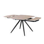 Tavolo girevole allungabile con piano in ceramica effetto marmo travertino 120x88x76H Kitti