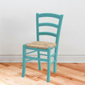 Set 2 Sedia in legno di faggio con seduta paglia Venezia colore anilina celeste