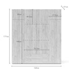 Armadio 4 ante e 2 cassetti 160x51,6x177h colore bianco e rovere Seba4