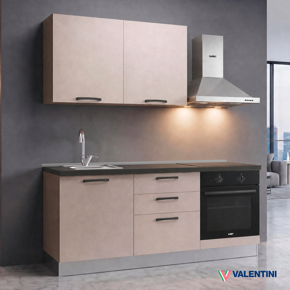 Cucina completa con elettrodomestici e piano a induzione colore cashmere Astinew180 Industrie Valentini