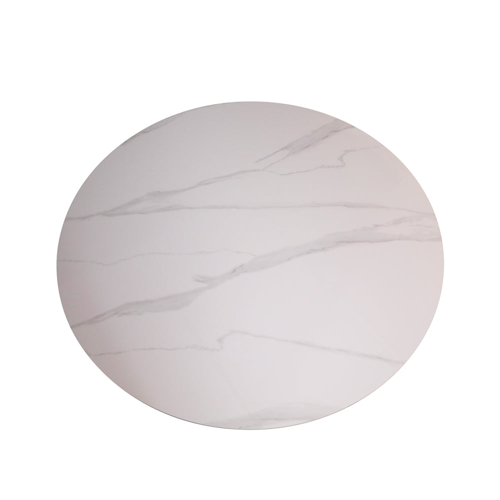 Tavolo rotondo Ø120 con piano in ceramica bianco lucido e struttura nera Aurora