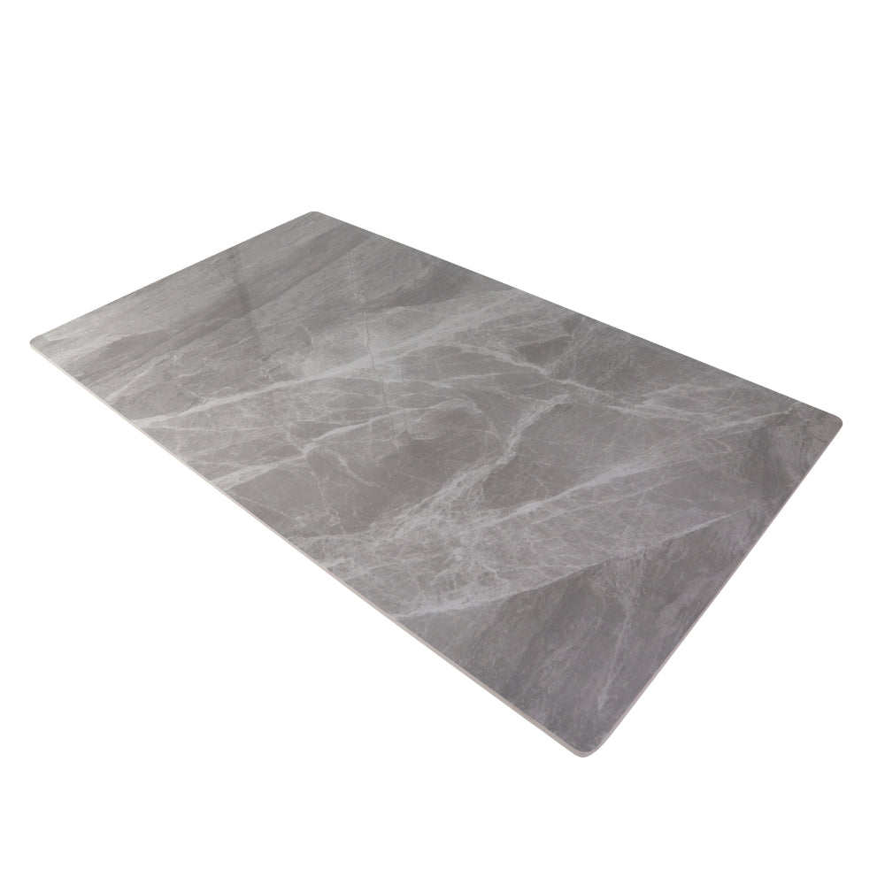 Tavolo con piano in ceramica effetto marmo grigio lucido 160x90 cm - Mila