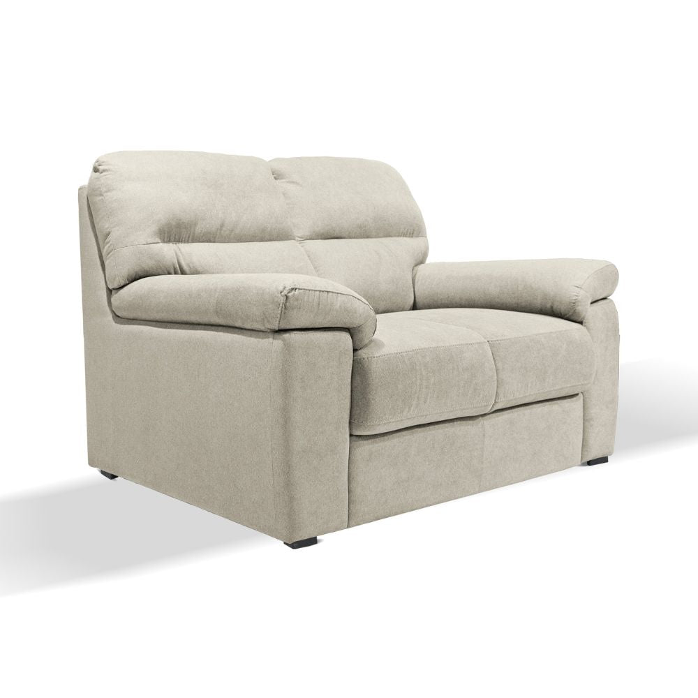 Canapé 2 places avec pieds carrés revêtu de tissu couleur beige - Alenda