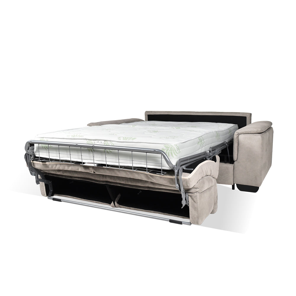 Divano letto 2 posti in tessuto grigio chiaro Mercurio 194x83x97H