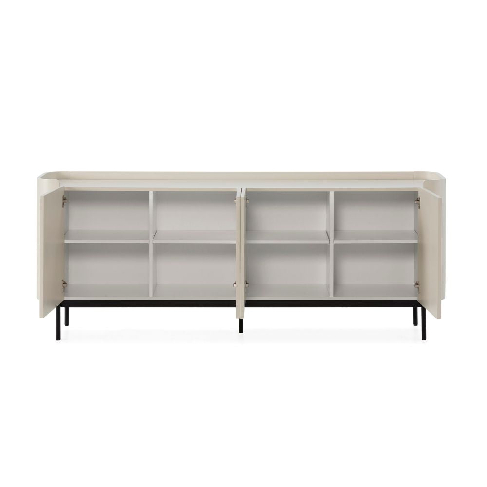 Kommode 4-türig mit Rilleneffekt cremefarben 200x40x80H Willa18924